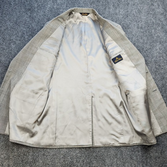 Vintage Brooks Brothers Blazer‎ Mens 42 Gray Wool Sports Coat Jacket Window Pane - Picture 3 of 10